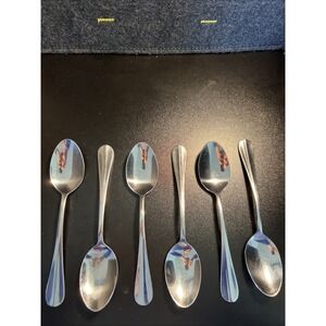 Lot of 6 INTERNATIONAL STAINLESS CHINA Soup/Table Spoons‎